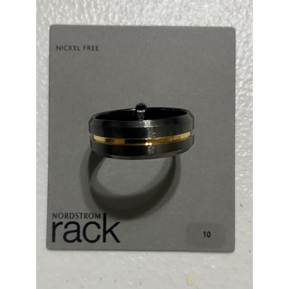 Nordstrom Ring Black Gold Band Size 10 Men Two Tone Metal Inlay NEW
